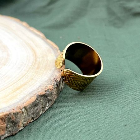 18K Gold Plated Textured Adjustable Statement Band Ring